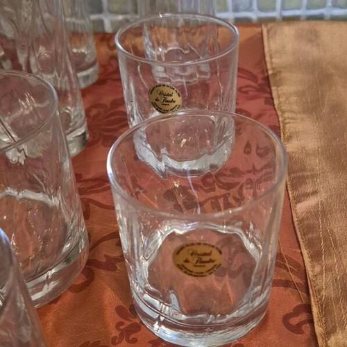 Crystal glasses for water, whiskey and wine new, set of 11 pieces