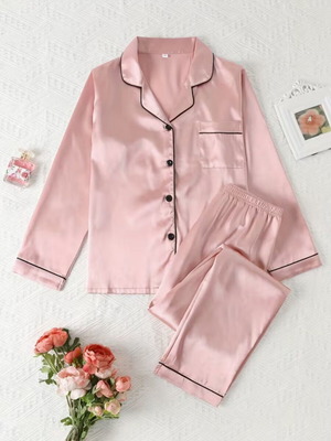 Satin pajamas pink new, size XL