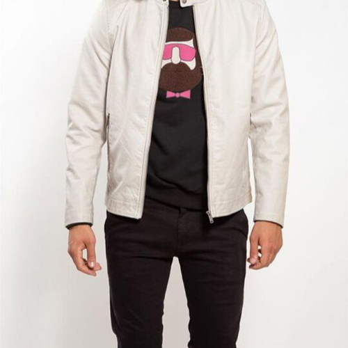 Men's jacket imitation leather XL like new, white