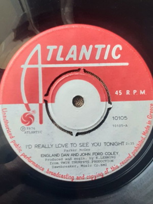England Dan & John Ford Coley I'd Really Love To See You Tonight 7" single μεταχειρισμένο, pop