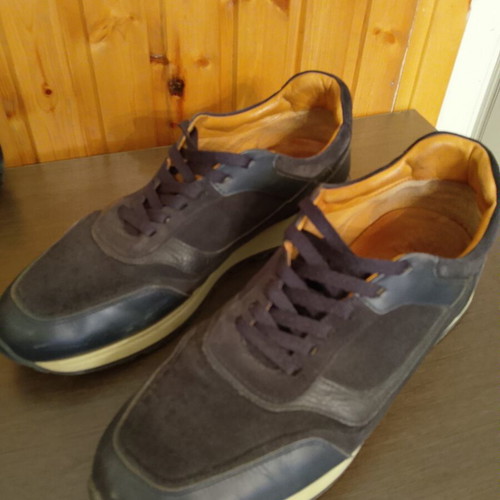 Massimo Dutti leather sneakers size 44 used, navy blue
