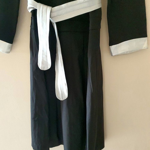 Axara Paris elegant black dress with white belt and pocket, like new, size L/XL