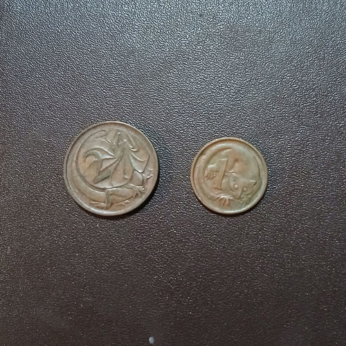 Australian 1 and 2 pence coins
