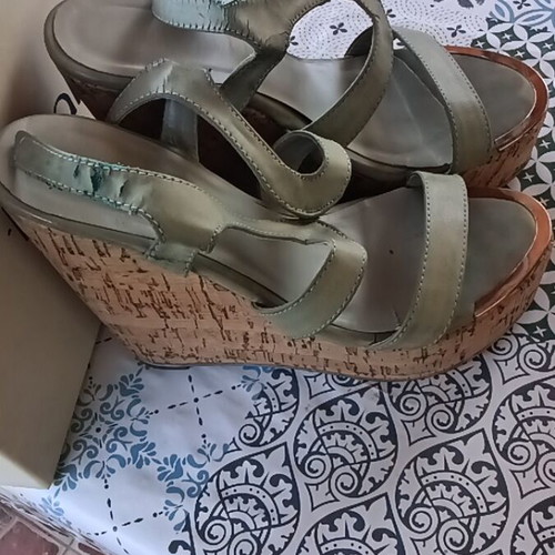 Haralas platform sandals size 37.5 used, turquoise, heel 13cm