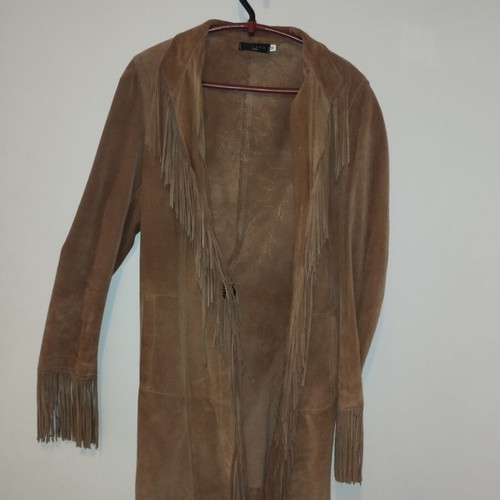 Leather coat with fringes, brown, size M