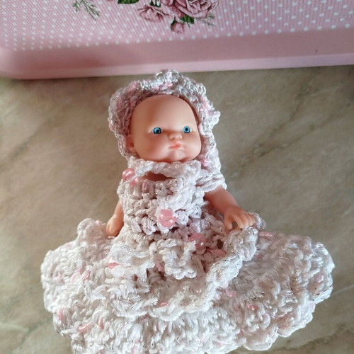Doll with Handmade Dress and Hat New