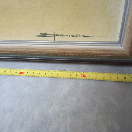 Vintage oil painting used on canvas Spencer 88x47 boat