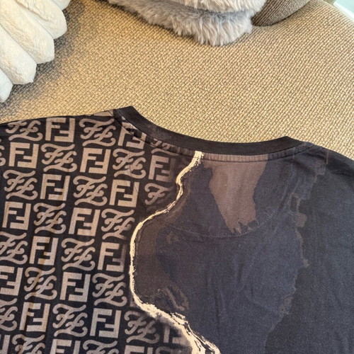 Fendi Roma T-shirt used, size L, cotton, black-brown