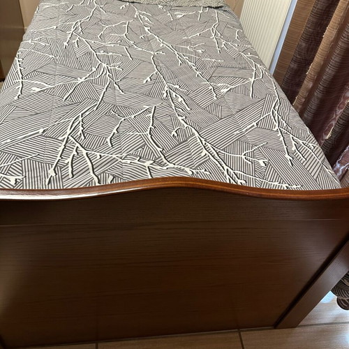 Handmade MDF walnut veneer bed like new with mattress and drawers