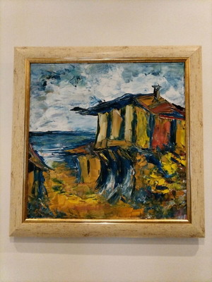 Original oil painting Houses by the sea new