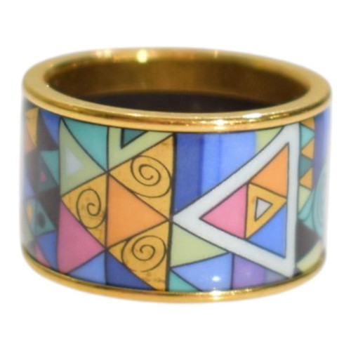 Frey Wille gold-plated enamel ring Gustav Klimt design