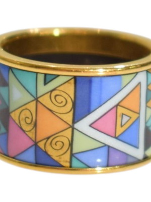 Frey Wille gold-plated enamel ring Gustav Klimt design