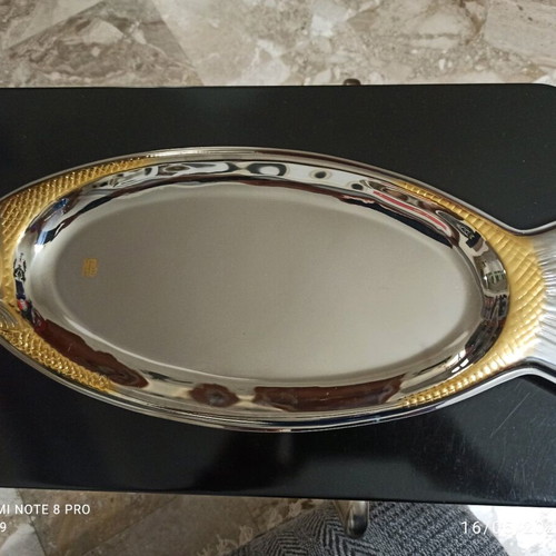 Silver-plated fish-shaped tray like new 40x28 cm