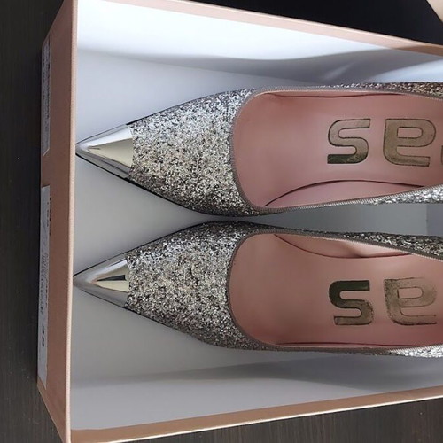 Ras Argento Glitter women's pumps No38 new, silver-gold