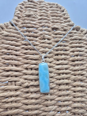 Larimar Silver 925 Necklace with Stainless Steel Chain new