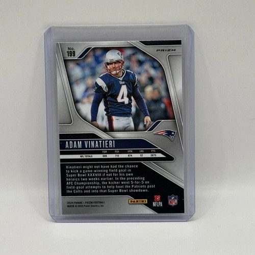 2024 Panini Prizm Adam Vinatieri Red Sparkle Prizm Patriots card new #199