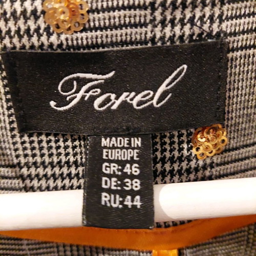 Forel gray checkered vest with gold sequins, size 46, like new
