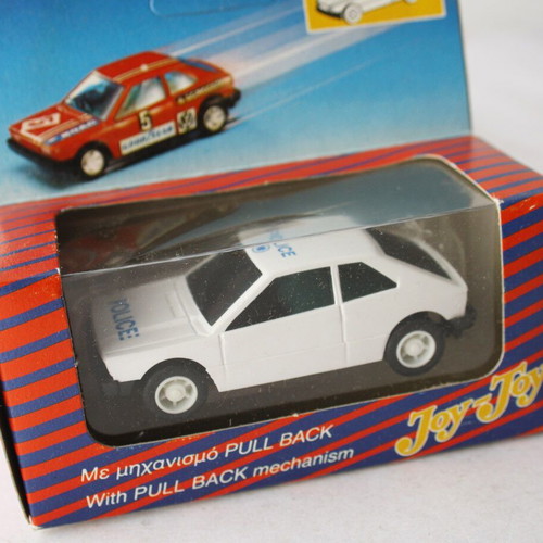 Vintage 70's Joy Toy No7 Scirocco VW police car with pull back mechanism new
