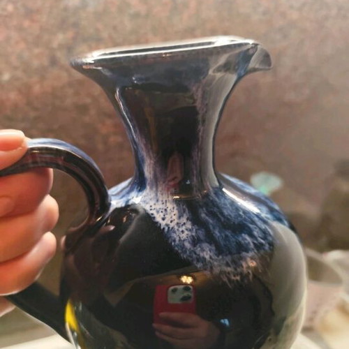 Clay vase pitcher set with glasses like new