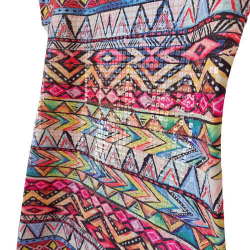 Yamamay colorful ethnic club dress with sequins and black back medium, like new