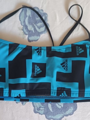 Adidas Logo Graphic Bikini sports bra, blue and black, size M