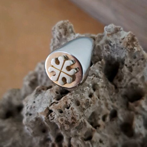 Silver 925 ring new with cross and hearts motif