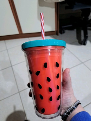 Watermelon cup with lid and straw like new