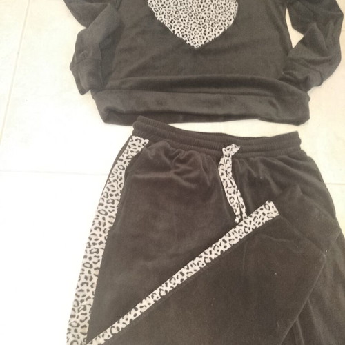 Noidinotte velour pajama set, size S, black and white