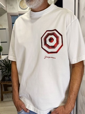 Jacquemus Le Raphia The Scesa Umbrella T-shirt σε λευκό, L/XL