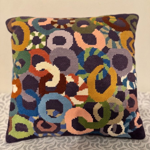 Hand-embroidered pillow with retor new, 34x34cm with zipper