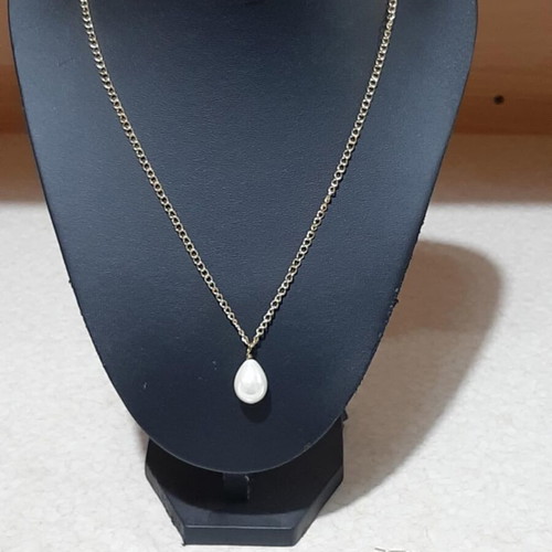 Jewelry set with pearls in steel, necklace length 60 cm, new