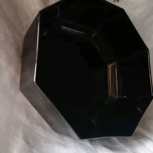 Arcoroc France salad bowl used, black octagonal 17.5 cm
