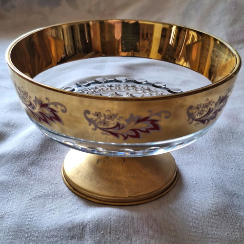 Bohemian crystal bowl with 24-carat gold like new