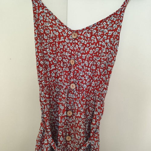 Maxi dress with flowers used, size Large, brick color