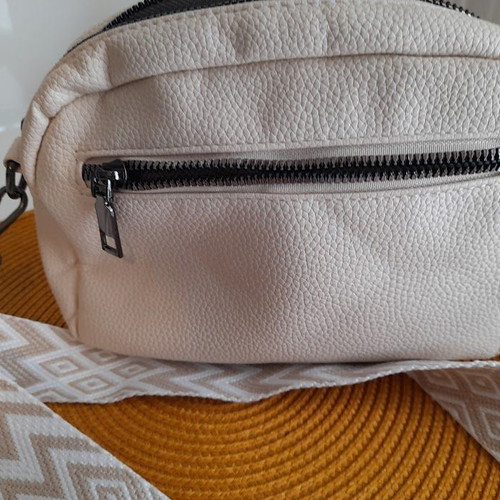 Beige crossbody bag new, artificial leather with multiple pockets