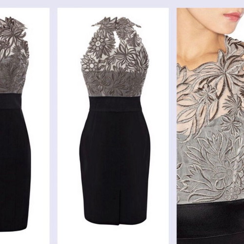 Karen Millen silk dress like new, midi, black and grey