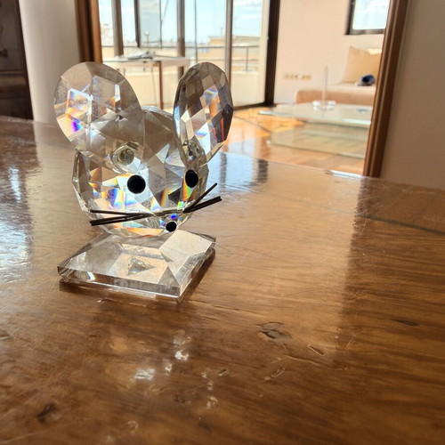 Vintage Swarovski Silver Crystal Mouse on Base by Max Schreck