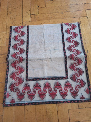Tulle embroidery used, old handmade 42 x 90 cm