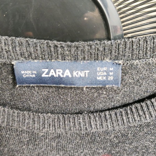 Zara blouse used, grey with pearl cuffs, size M