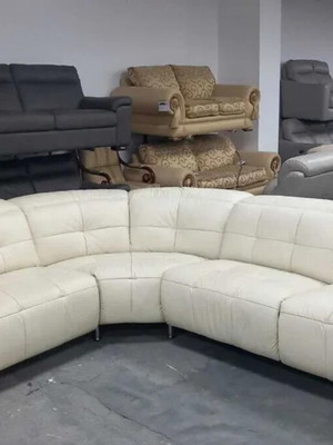Cream leather corner sofa Marmount new with electric relax mechanism
