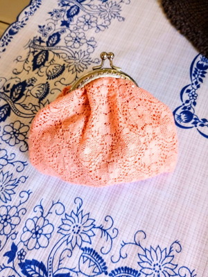 Lace Wallet new orange handmade with lining