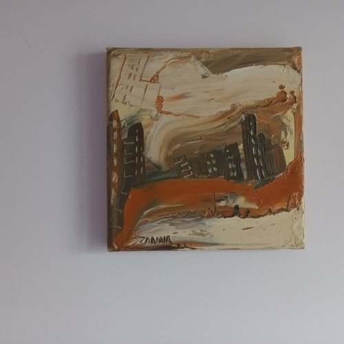 Oil paintings used, set of 2, 20x20 cm
