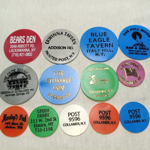 New York Bar Tokens set of 13 plastic tokens