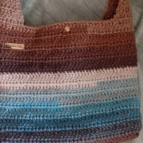 Handmade Crochet Shoulder Bag with Lining and Reinforced Bottom