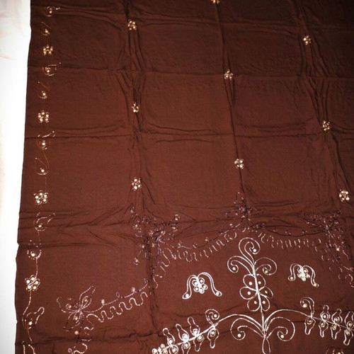 Handmade pareo scarf with sequins silk and cotton blend
