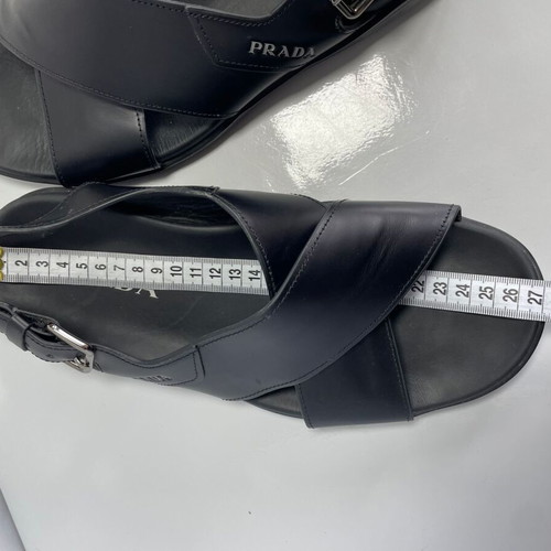 Prada men leather sandals like new, black, size 41