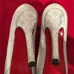 Christian Louboutin women's ivory satin high heels with Swarovski crystals