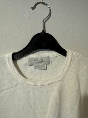 Πλεκτό t-shirt Zara μεταχειρισμένο, μέγεθος M, άσπρο