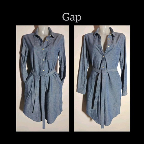 Gap shirt dress with pockets and belt like new, size M, blue