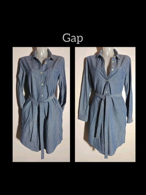 Gap shirt dress with pockets and belt like new, size M, blue